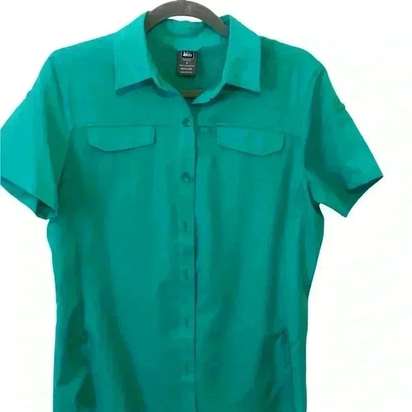 REI Tops - REI Sahara women’s UPF 50+ button down shirt sleeve vented shirt. Teal. Size S